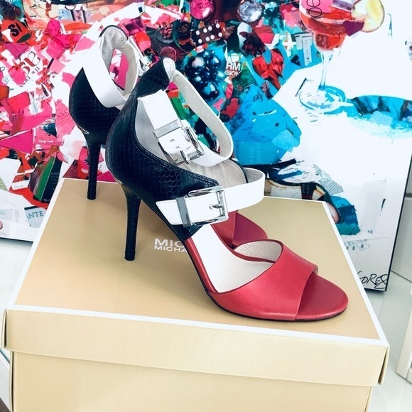 MICHAEL KORS Open Toe Color Block Heels - Picture 6 of 8